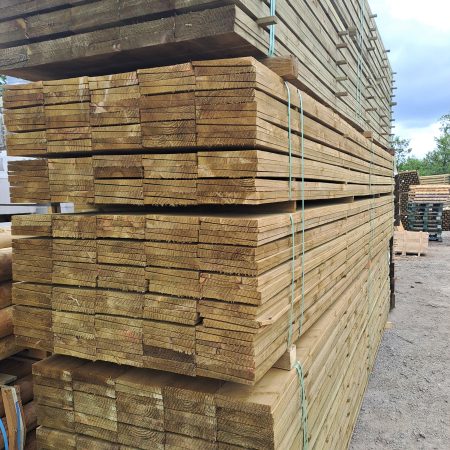 A stack of feather edge cladding in the timber yard at RP George.