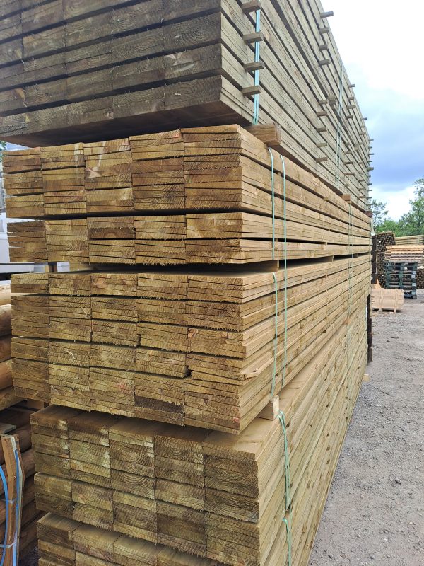 A stack of feather edge cladding in the timber yard at RP George.