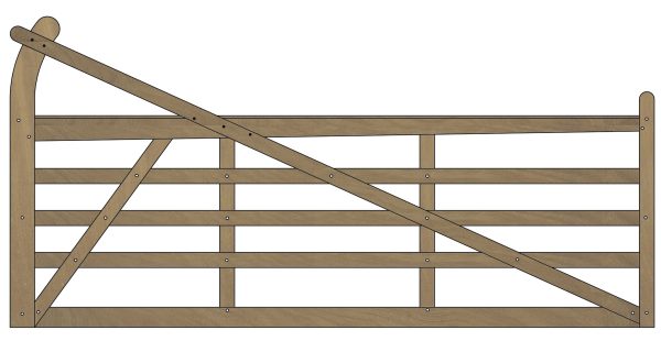 A wooden 5 bar estate gate