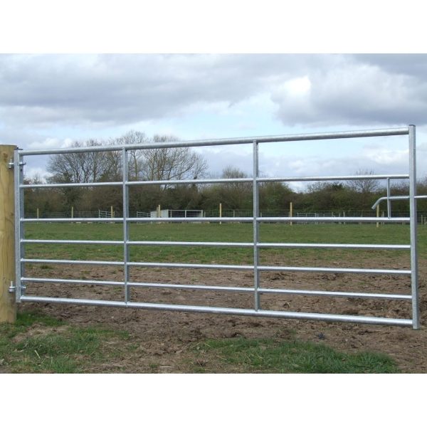 Steel field gate in a field.